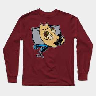 Gamer Cat Burrito Game Loading Paused Long Sleeve T-Shirt